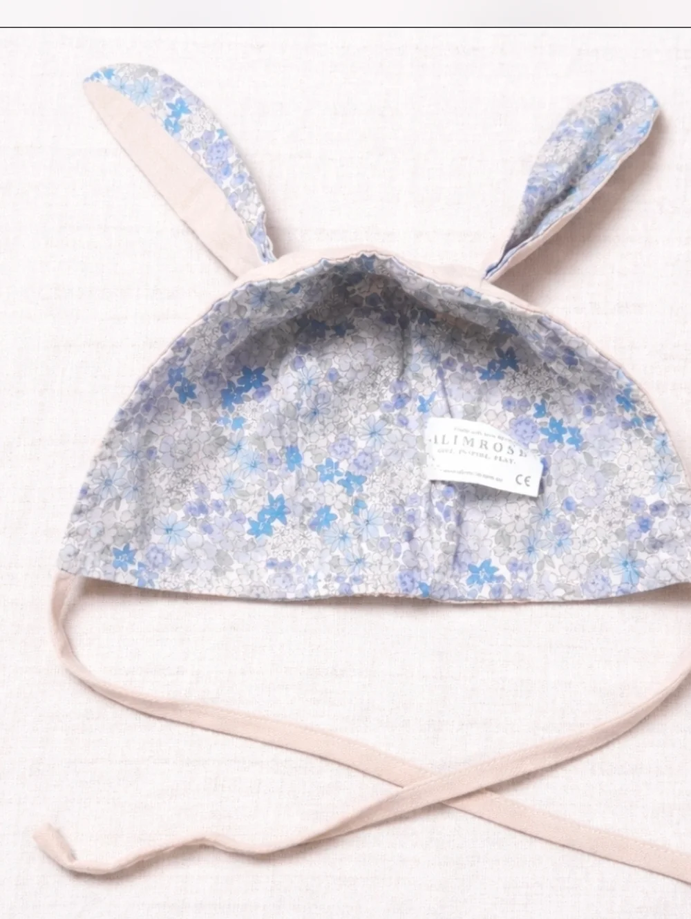 Alimrose Bunny Ear Bonnet Baby Hat Pink Floral Lined Heirloom Boutique 0-12M